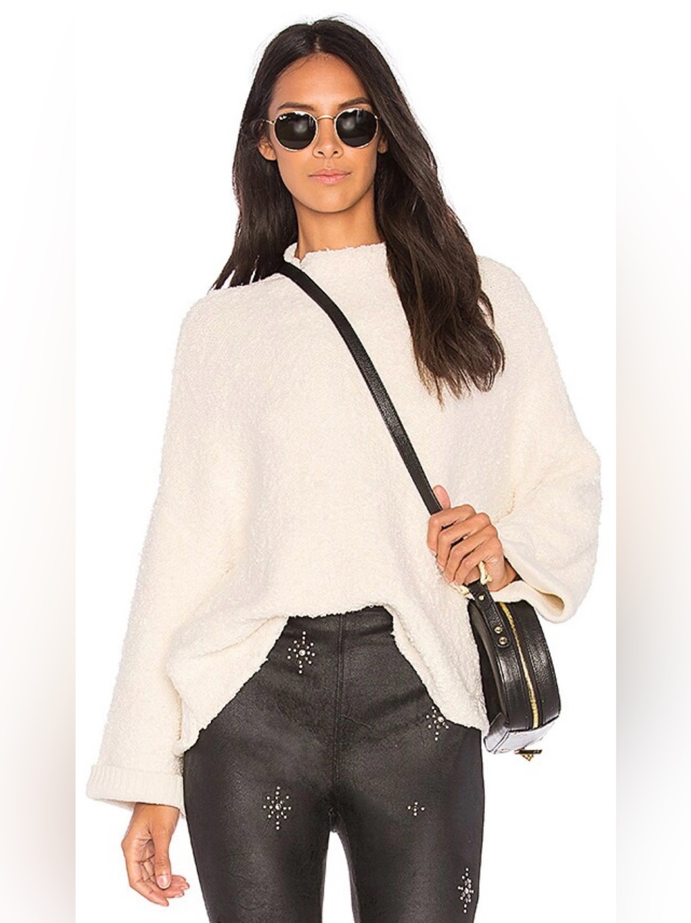 Free People Cuddle Up Pullover Sweater in Ivory